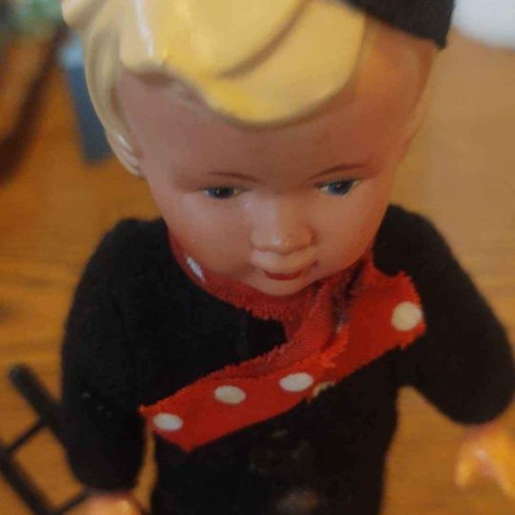 Vintage Celluloid Dutch Boy 6" Doll Holding A Ladder - Picture 2 of 6